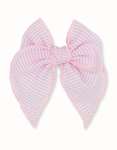 Load image into Gallery viewer, Sarah Fable Bow in Baby Pink Stripes Seersucker