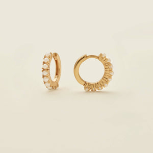 Pearl Huggie Hoop Earrings