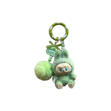 Load image into Gallery viewer, Labubu Sitting Pose Flocked Keychain