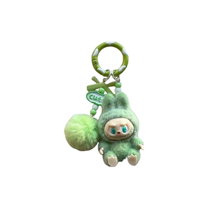 Labubu Sitting Pose Flocked Keychain