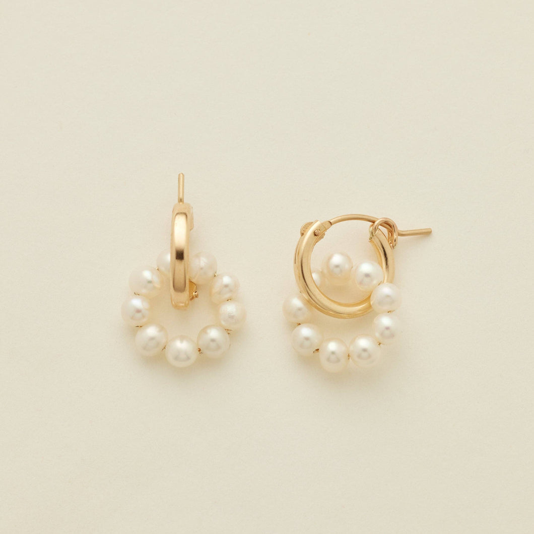 Pearl Halo Hoop Earrings