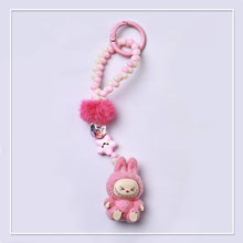 Load image into Gallery viewer, Flocked Mini Labubu Beaded Keychain Bag Charm