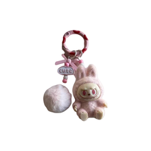 Load image into Gallery viewer, Labubu Sitting Pose Flocked Keychain
