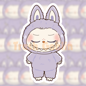 Pastel Purple Closed Eyes Labubu Vinyl Sticker