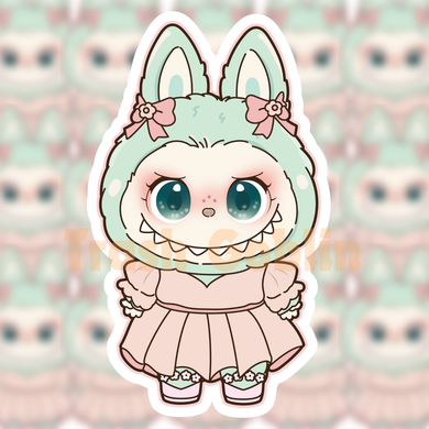Pink Pastel Dress Labubu Vinyl Sticker