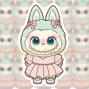 Pink Pastel Dress Labubu Vinyl Sticker