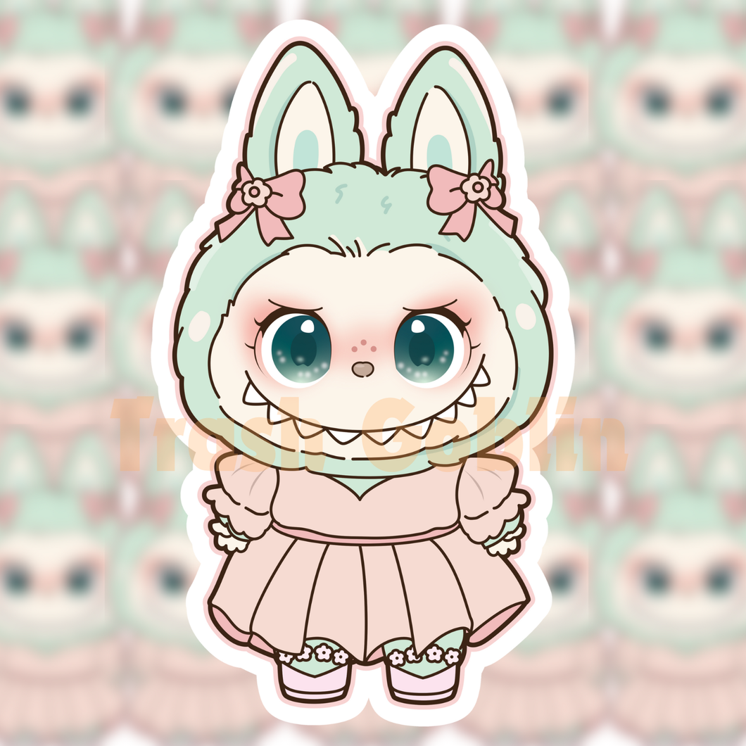 Pink Pastel Dress Labubu Vinyl Sticker