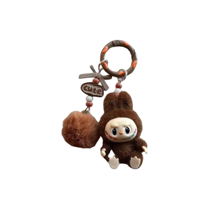 Labubu Sitting Pose Flocked Keychain
