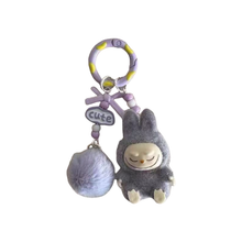 Load image into Gallery viewer, Labubu Sitting Pose Flocked Keychain