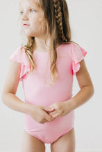 Load image into Gallery viewer, Bubblegum Pink S/S Flutter Sleeve Leotard