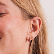 Load image into Gallery viewer, Cz Pink Pavé Huggie Hoop Earrings