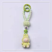 Load image into Gallery viewer, Flocked Mini Labubu Beaded Keychain Bag Charm