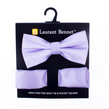 Load image into Gallery viewer, Poly Woven Men&#39;s Banded Bow Tie and Hanky Set - BTH6308
