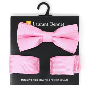 Poly Woven Men's Banded Bow Tie and Hanky Set - BTH6308