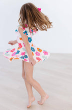 Load image into Gallery viewer, Retro Floral S/S Twirl Leotard