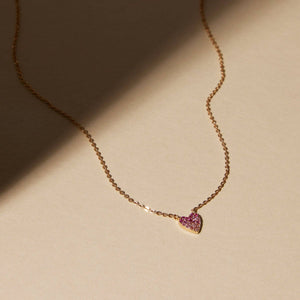 Cz Pink Pavé Heart Necklace
