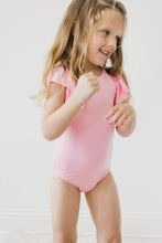 Load image into Gallery viewer, Mila &amp; Rose BUBBLEGUM PINK S/S FLUTTER SLEEVE LEOTARD