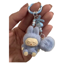 Load image into Gallery viewer, Labubu Sitting Pose Flocked Keychain
