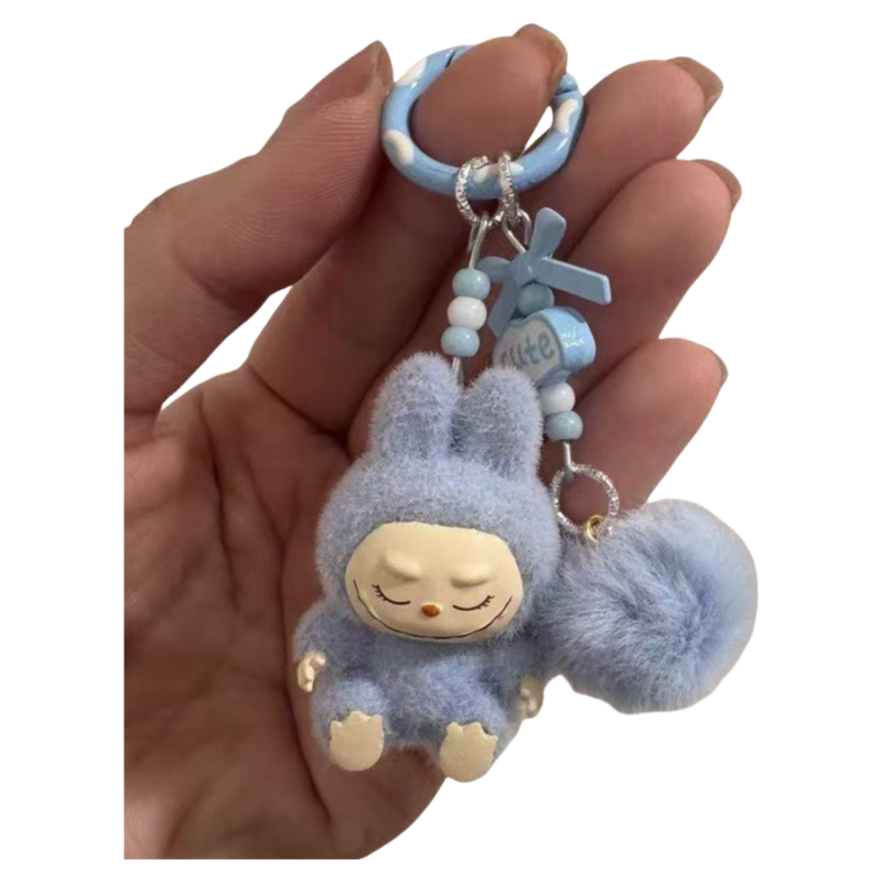 Labubu Sitting Pose Flocked Keychain