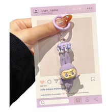 Load image into Gallery viewer, Labubu Lazy Yoga Series Plush Phone Strap