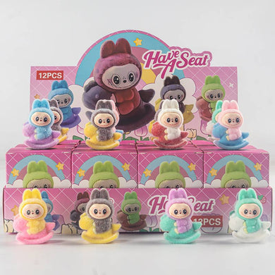 Flocked Mini Labubu Cute Desk Toys Blind Box 12pcs Set