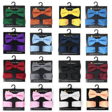 Load image into Gallery viewer, Poly Woven Men&#39;s Banded Bow Tie and Hanky Set - BTH6308