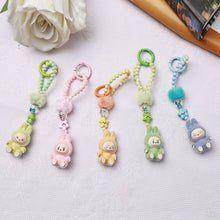Load image into Gallery viewer, Flocked Mini Labubu Beaded Keychain Bag Charm