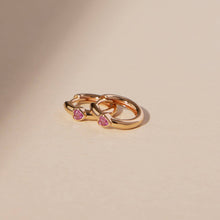 Load image into Gallery viewer, Pink Heart Huggie Hoop Earrings