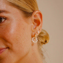 Load image into Gallery viewer, Pearl Halo Hoop Earrings