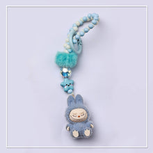 Load image into Gallery viewer, Flocked Mini Labubu Beaded Keychain Bag Charm