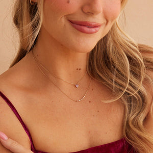 Cz Pink Pavé Heart Necklace