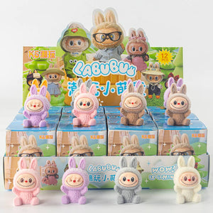 Flocked Mini Labubu Cute Desk Toys Blind Box 12pcs Set