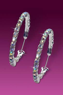 BIG Hoop Rhinestone Earrings - Crystal AB Pierced