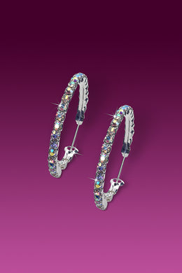 Rhinestone Hoop Earrings - Crystal AB Pierced JUNIOR PETITE