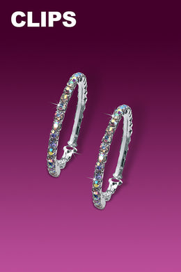 Hoop Rhinestone Earrings - Crystal AB Clip-On JUNIOR PETITE