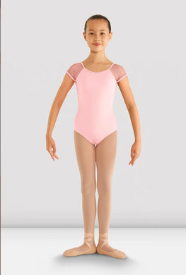 Girls Heart Mesh Cap Sleeve Leotard SKU: CL8192