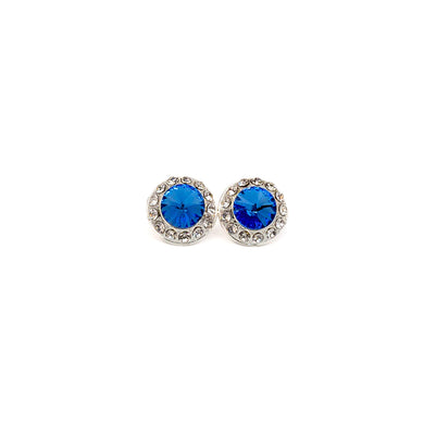 GO GIRL 18MM CELESTIAL BUTTON COLOR EARRINGS - SILVER PLATE