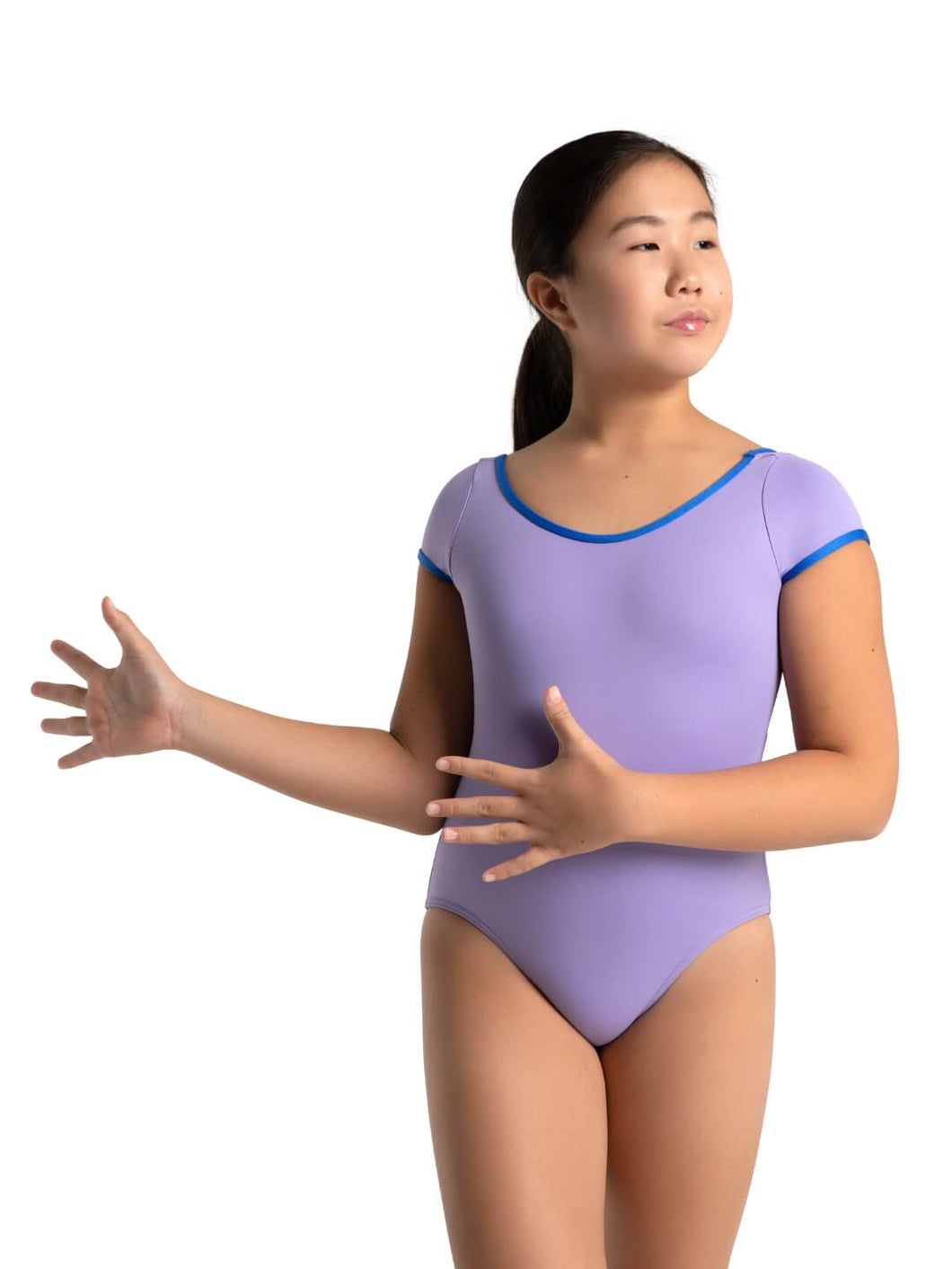 Color Pop Short Sleeve Square Back Leotard - Girls 12019C