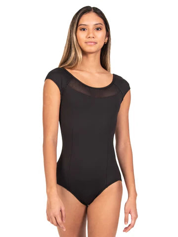 BIANCA - ELEVATED MESH NECKLINE CAP SLEEVE LEO - WOMENS