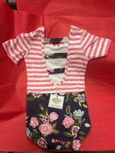Load image into Gallery viewer, Leotard Navy Floral Pink Stripe - Leo Luv