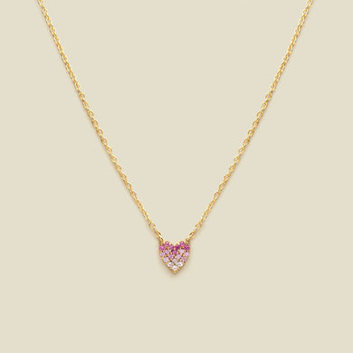 Cz Pink Pavé Heart Necklace