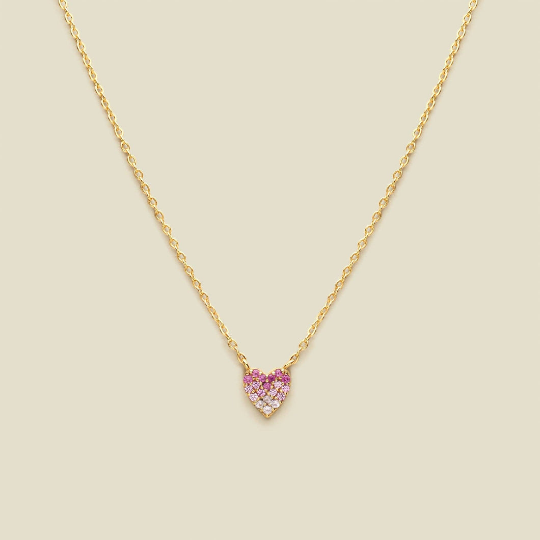 Cz Pink Pavé Heart Necklace