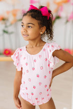 Load image into Gallery viewer, Sweet Strawberries S/S Flutter Sleeve Leotard