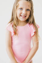 Load image into Gallery viewer, Bubblegum Pink S/S Flutter Sleeve Leotard