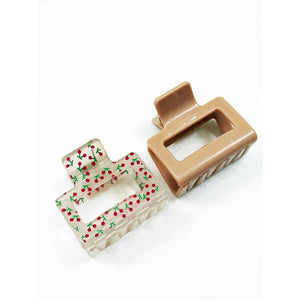 Solid Matt and Cherry Print Combo Medium Hair Claw melody