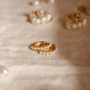 Pearl Huggie Hoop Earrings