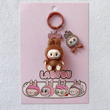 Load image into Gallery viewer, Cute Sit Flocked Mini Labubu Keychain Bag Charm With Bow