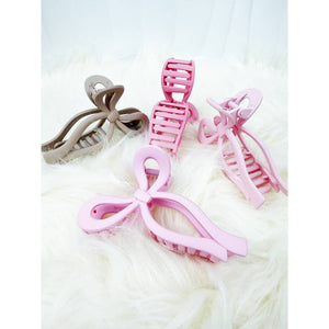 Assorted Pink and Taupe Shades of Bow Clip