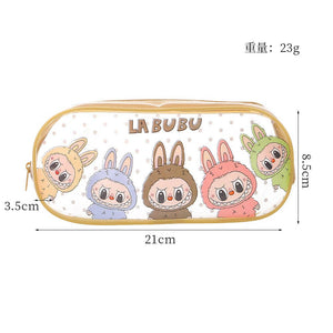 LABUBU Kids' Clear Pencil Case Printed PU Zipper Pouch Back To School