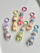 Load image into Gallery viewer, Flocked Mini Bow Cake Labubu Keychain Phone Bag Charm